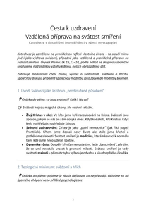 Cesta k uzdravení - vzdálená příprava na svátost smíření