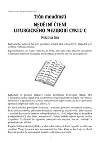 Trůn moudrosti - Nedělní čtení liturgického mezidobí cyklu C